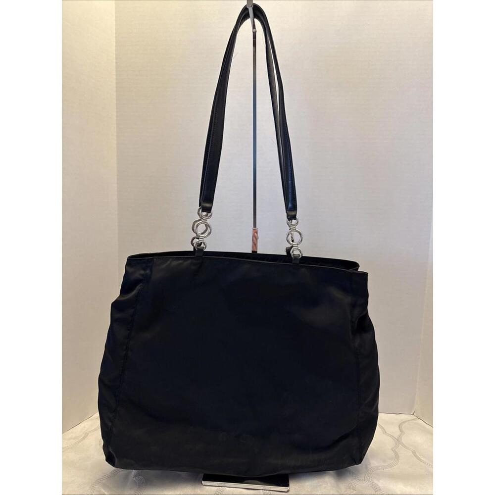 Banana Republic Black Shoulder Purse Zip Snap Silver Hardware